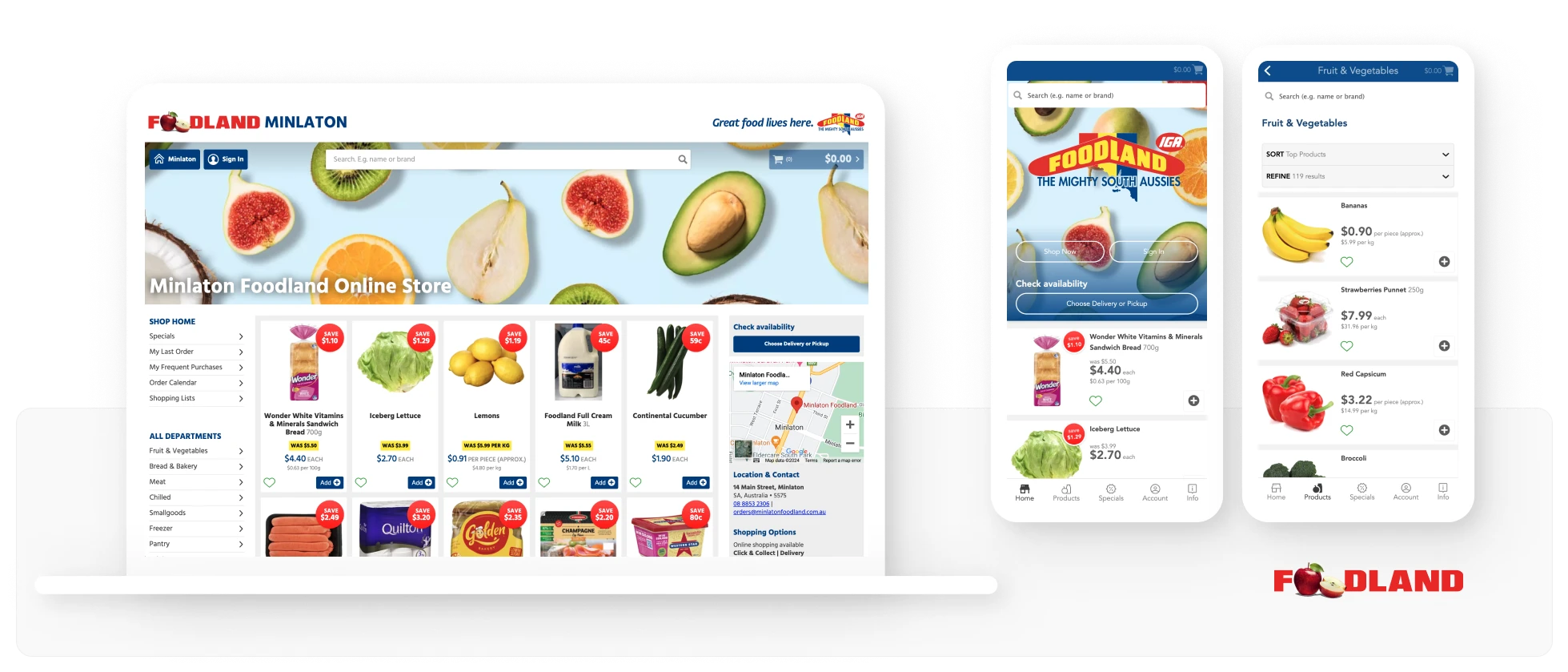 Screenshot of Foodland's ecommerce platform