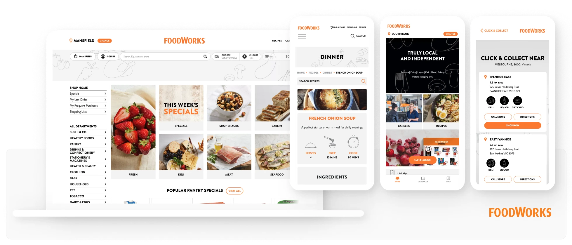 Screenshot of Foodworks website and ecommerce platform