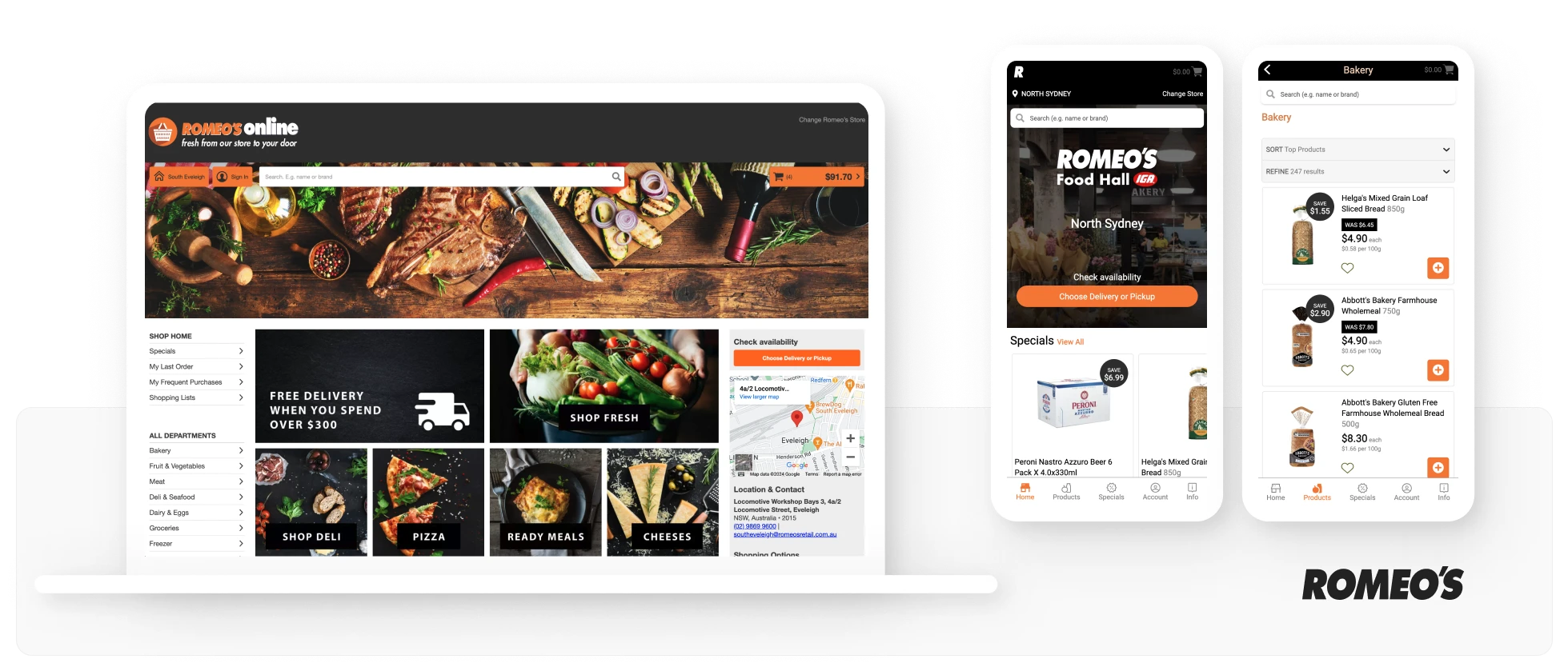 Screenshot of Romeo's ecommerce