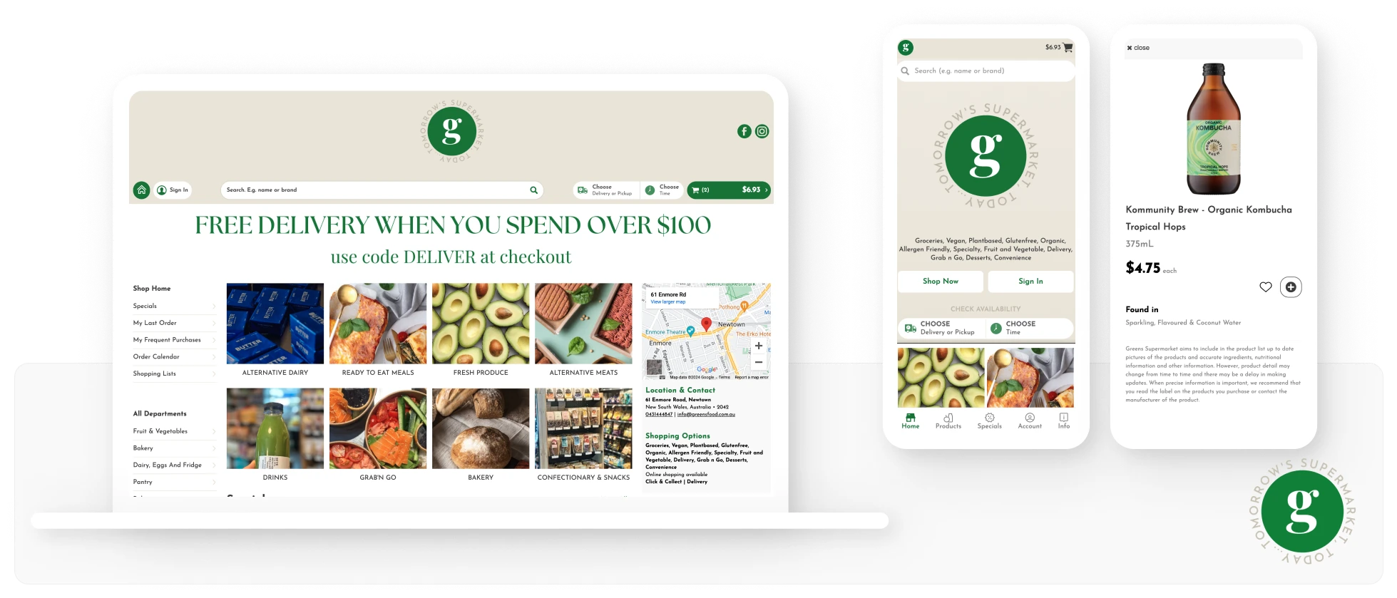 Screenshot of Greens Supermarket Online Store